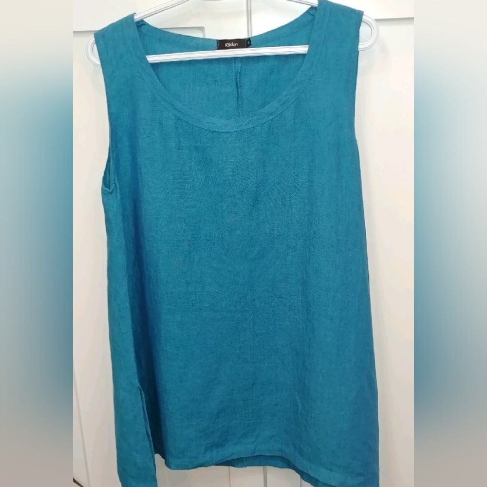 Ralston blue linen tunic top